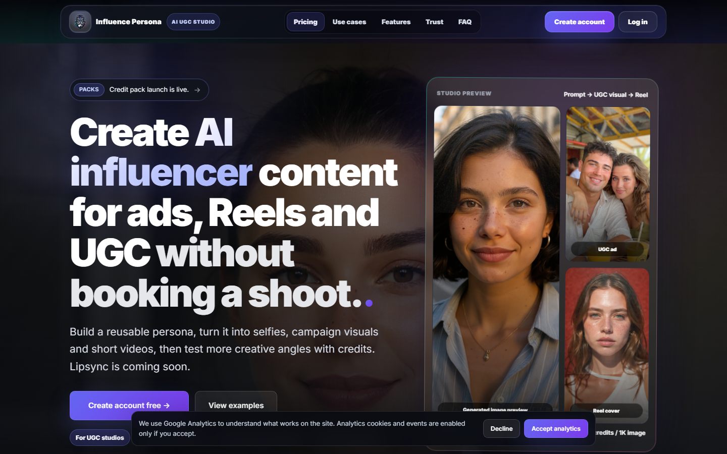 Aperçu du site Influence Persona